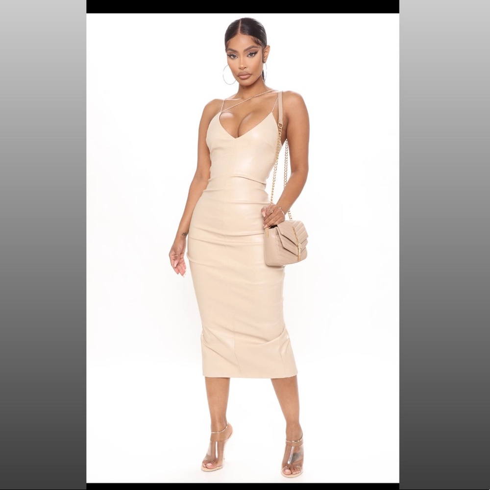 Faux Leather Midi Dress